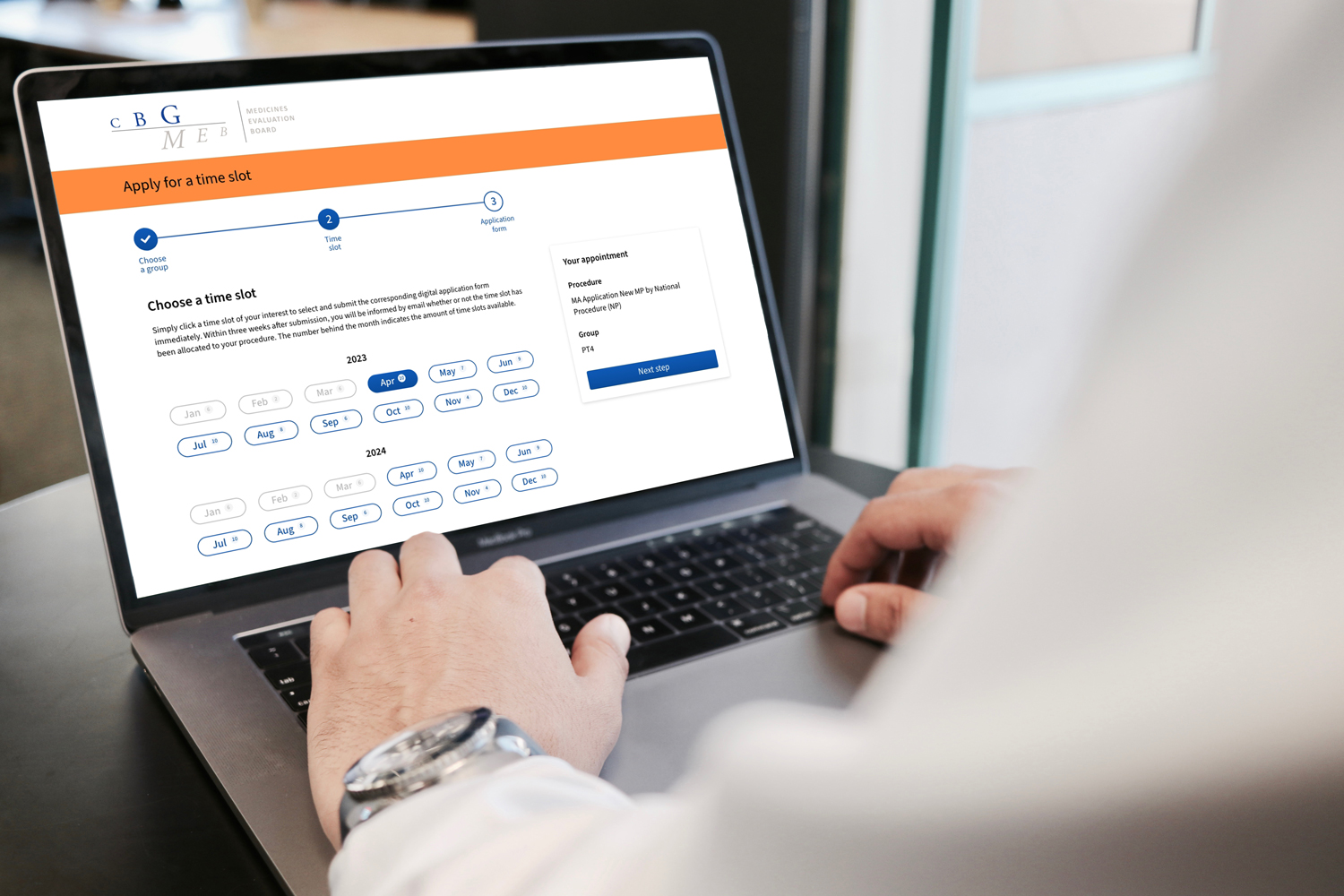 Mockup van het CBG-meb planningsportaal